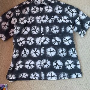 H&M Tie-Dye Black and White Button-Down Shirt